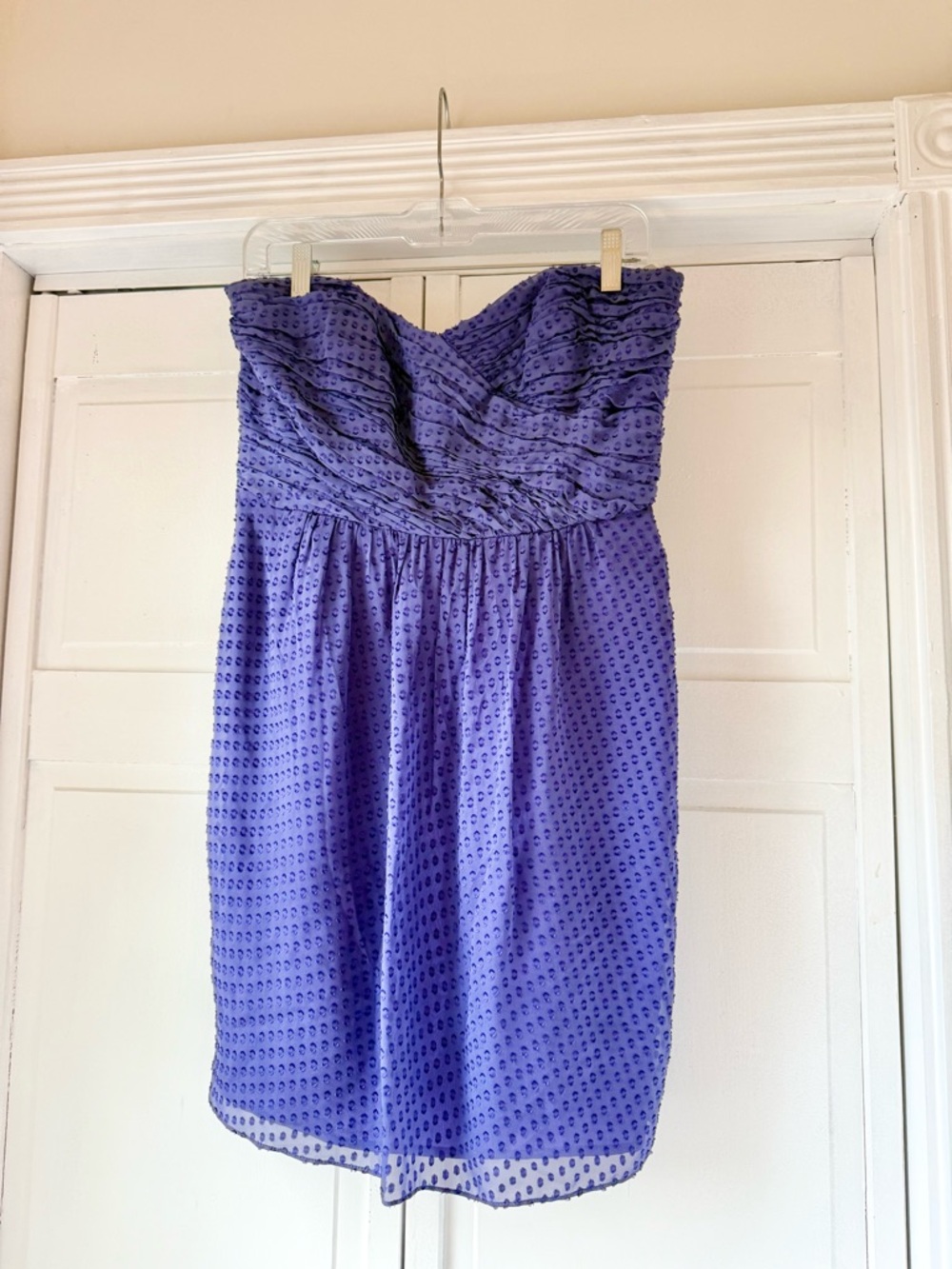 Shoshanna Strapless Textured A-Line Dress in Deep Bluish-Purple